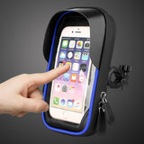 Bicycle Motorcycle Handlebar Mount Holder Waterproof Case for Mobile Phone Blue