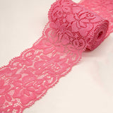 10 Yards Elastic Stretch Lace Trim Floral Ribbon for Sewing DIY Pink