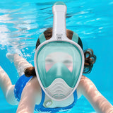Full Face Snorkel Mask – 180 Degree Panoramic View Anti-Fog & Leak-Proof Design White Green