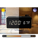 Dimmable Digital Alarm Clock with Wireless Charger Station for Home Office Black