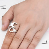 Stainless Steel Industrial Punk Ring Wrench Shape for Men and Women Silver