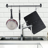 Silicone Dish Drying Mat for Kitchen Counter Non-Slip Drain Pad Black