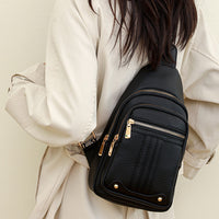 Women Sling Backpack Anti Theft Crossbody Bags with Adjustable Strap 5 Compartments Black