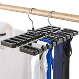 2Pcs Belt and Tie Hangers for Closet Organizer with 20 Hooks Black