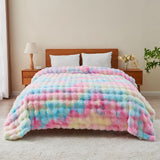 Bubble Tie Dye Throw Throw Blanket for Couch Cozy Soft and Fuzzy for Sofa Bedroom Living Room Rainbow