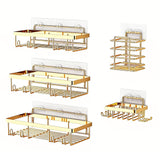 5Pcs Adhesive Shower Caddy Bathroom Wall Organizer Rack Gold