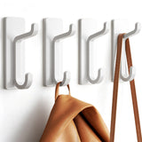4 PCS Stainless Steel Double Adhesive Hooks with 3kg Capacity White