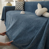 Sofa Throw Blanket with Tassel Edges Vintage Couch Cover for Sofas Chairs Blue