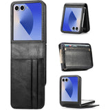 PU Wallet Card Holder Case Compatible With Samsung Galaxy Z Flip 6 7 8 with Stand Black