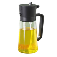 470ml 2-in-1 Oil Sprayer Bottle for Cooking Glass Oil Dispenser Bottle for Kitchen Black