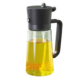 470ml 2-in-1 Oil Sprayer Bottle for Cooking Glass Oil Dispenser Bottle for Kitchen Black