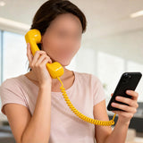Type C Wired Phone Handset Retro with Mic for Phones and Computers Yellow
