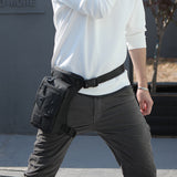Men's Tactical Leg Bag Drop Legs Belt Pack Waist Bag for Travel Riding Hiking Black