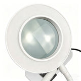 5X Magnifying Glass with LED Light 3 Color Modes Adjustable Desk Magnifier with Clip for Reading Crafts White
