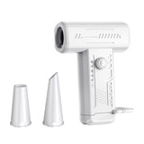 2-in-1 Electric Air Duster 130000 RPM Mini Blower with LED Light for Camping Home Car White