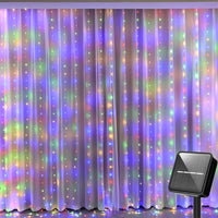 Solar Fairy Curtain Lights – Christmas Hanging String Lights for Window Backdrop Multicolor