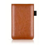 A7 Pocket Notebook PU Leather Notepad with Card Slot Brown