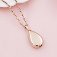 Stainless Steel Teardrop Cremation Pendant – Keepsake Memorial Necklace Rose Gold