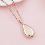 Stainless Steel Teardrop Cremation Pendant – Keepsake Memorial Necklace Rose Gold