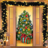 Christmas Door Cover Background Cloth Porch Backdrop Banner for Home Holiday Party Decoration Style 4