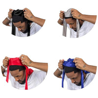 4Pcs Set Polyester Durags for Men Women Extra Long Tails Cap Wraps