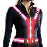 3-Mode LED Reflective Sports Vest for Running Cycling Night Activities Pink
