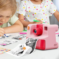1080P Kids Instant Print Camera Digital Video Cameras with Print Papers and 32GB TF Card Pink
