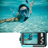 1080P Digital Underwater Camera with Dual Screen and 32GB TF Card Blue