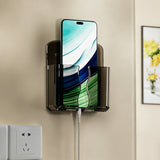 2 PCS No Drill Wall Phone Holder Clear Phone Stand for Home Black
