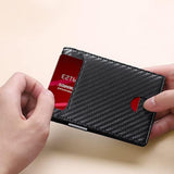 Mens Slim Leather Wallet – RFID Bifold Money Clip Front Pocket Card Holder Carbon Black
