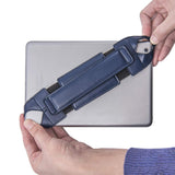 360 Degree Rotating Tablet Holder Stand with PU Leather Hand Strap Blue
