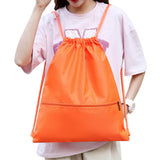 Water-resistant Drawstring Backpack Bag Portable Gym for Outdoor Travel Orange