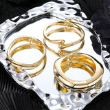 3Pcs Women’s Chunky Bangle Bracelets – Wide Stackable Wrist Cuffs Fashion Jewelry Gift Gold