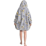 Adult Extra Long Oversized Hoodie Wearable Blanket Plush Sweatshirt Soft Fleece Panda