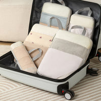 10Pcs Compression Packing Cubes Suitcase Organizer Bag Luggage Storage Beige