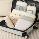 10Pcs Compression Packing Cubes Suitcase Organizer Bag Luggage Storage Beige