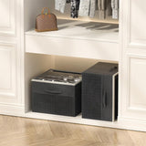 Shoe Organizer for Closet – Foldable Storage Containers with Adjustable Dividers & Transparent Cover Black