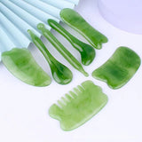 7Pcs Guasha Body Scraping Facial Face Thin Gua Sha Board Massager Tool Set Green
