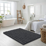 Chenille Bathroom Rug Mat with Non Slip Rubber Backing for Home Decor Grey