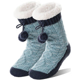 Non Slip Cabin Soft Fleece Socks For Womens Winter Warm Thick Thermal Cozy Plush Blue