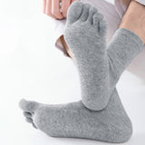 5 Pairs of Mens Breathable Five Toe Socks Light Gray