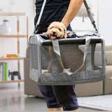 Washable Pet Carrier for Large Cats and Dogs Travel Gray