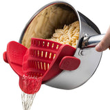 Clip-On Silicone Kitchen Strainer – For Pasta  Noodles  Vegetables  Fruit Red