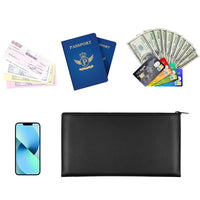 2Pcs PU Leather Storage Bag with Zipper Money Pouch Cash Storage Bag Black and Navy Blue