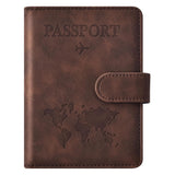 Passport Holder Protective Leather Cover Wallet With Secure Button Closure For Travel Essentials Coffee