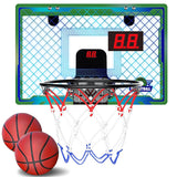 Indoor Lighted Basketball Hoop Mini Over The Door Basketball Hoops with 2 Basketball for Kids Green