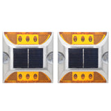 2 PCS Solar Deck Lights for Outdoor Roadway Driveway and Path Marking Yellow