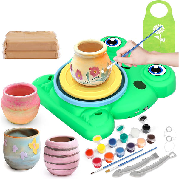 Pottery Wheel Kit for Kids Pottery Painting Set for Arts and Crafts Green