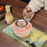 5-Piece Set Traditional Matcha Tea Tools Bamboo Whisk Ceramic Bowl Accessories for Matcha Brewing Pink
