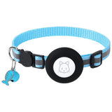 Reflective Cat Collar with AirTag Holder Adjustable Breakaway Pet Collar with Bell for Cats and Small Pets Blue